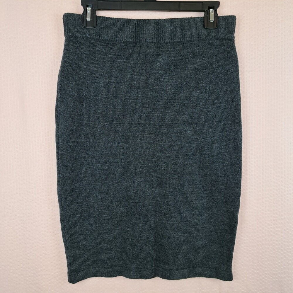 Vintage Partners Women Knit Gray Acrylic Skirt Soft Classic Elastic Size M - Picture 1 of 9